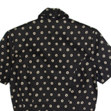 MONSOON Womens Printed Blouse Black 90s Linen Spotted UK 10