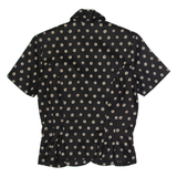 MONSOON Womens Printed Blouse Black 90s Linen Spotted UK 10