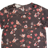 LAURA ASHLEY Womens Printed Top Brown Floral UK 8