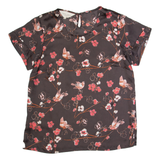 LAURA ASHLEY Womens Printed Top Brown Floral UK 8
