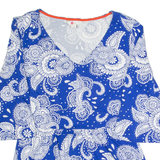 BODEN Flare Sleeve Womens Printed Top Blue V-Neck Crazy Pattern UK 10
