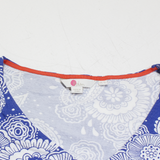 BODEN Flare Sleeve Womens Printed Top Blue V-Neck Crazy Pattern UK 10