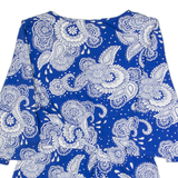 BODEN Flare Sleeve Womens Printed Top Blue V-Neck Crazy Pattern UK 10