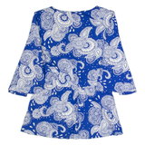 BODEN Flare Sleeve Womens Printed Top Blue V-Neck Crazy Pattern UK 10