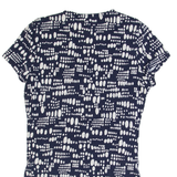 BODEN Ruched Womens Printed Top Blue V-Neck Spotted UK 12