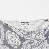 LAURA ASHLEY Womens Printed Blouse Grey Sleeveless Viscose Crazy Pattern UK 16