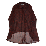 MINT VELVET Hi-Low Sheer Womens Printed Shirt Red Collared Spotted UK 6