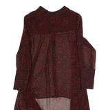 MINT VELVET Hi-Low Sheer Womens Printed Shirt Red Collared Spotted UK 6