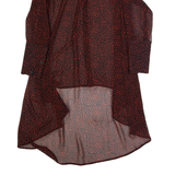 MINT VELVET Hi-Low Sheer Womens Printed Shirt Red Collared Spotted UK 6