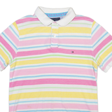 TOMMY HILFIGER Slim Fit Mens Polo Shirt Pink Striped XL