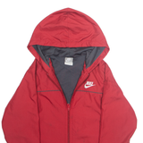 NIKE Womens Rain Jacket Red Hooded S