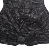 BULUR Mens Gilet Black Faux Leather XL