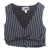 CHEF WEAR Mens Waistcoat Black Striped XS