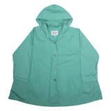 CHARON Womens Overcoat Jacket Blue Hooded L
