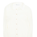 ZARA Womens Shirt Cream Collared Long Sleeve S