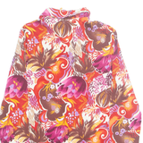 Half Button Down Womens Printed Shirt Pink Collared Long Sleeve Floral M