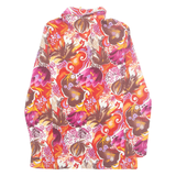 Half Button Down Womens Printed Shirt Pink Collared Long Sleeve Floral M