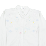 DUNE Womens Printed Shirt White Collared Long Sleeve 90s Floral M
