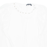 ZARA Puff/sheer Sleeve Womens Blouse White Long Sleeve M