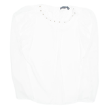 ZARA Puff/sheer Sleeve Womens Blouse White Long Sleeve M