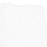 ZARA Puff/sheer Sleeve Womens Blouse White Long Sleeve M