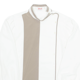 YARELL Side Buttons Womens Shirt White Collared Long Sleeve S