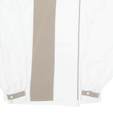 YARELL Side Buttons Womens Shirt White Collared Long Sleeve S