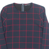 ZARA Womens Printed Top Blue Long Sleeve Check L