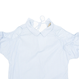 ZARA Womens Printed Blouse Blue Collared Striped S