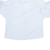 ZARA Womens Printed Blouse Blue Collared Striped S