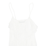 ZARA Womens Camisole Top White Button Neck Sleeveless M