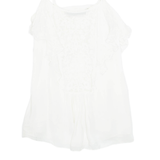 ZARA Womens Camisole Top White Button Neck Sleeveless M