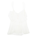 ZARA Womens Camisole Top White Button Neck Sleeveless M