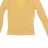 Stretch Womens Top Yellow High Neck Long Sleeve S