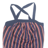 ZARA Womens Halter Neck Top Blue Button Neck Sleeveless Striped XS