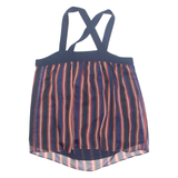 ZARA Womens Halter Neck Top Blue Button Neck Sleeveless Striped XS