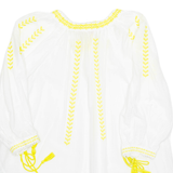 ZARA Beach Overlay Womens Blouse White V-Neck 3/4 Sleeve S