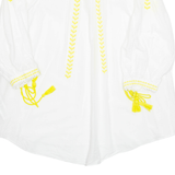 ZARA Beach Overlay Womens Blouse White V-Neck 3/4 Sleeve S