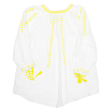 ZARA Beach Overlay Womens Blouse White V-Neck 3/4 Sleeve S