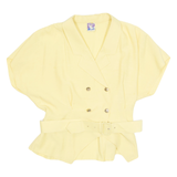 YESSICA Womens Blouse Yellow Collared 90s Viscose L