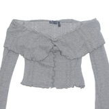 ASOS Womens Off Shoulder Top Grey Long Sleeve S