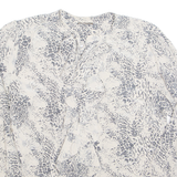 JJB BENSON Womens Printed Blouse Cream Long Sleeve Faux Silk Animal Print M