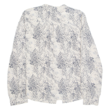 JJB BENSON Womens Printed Blouse Cream Long Sleeve Faux Silk Animal Print M