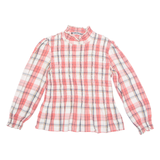 ZARA Womens Printed Top Pink Long Sleeve Check M