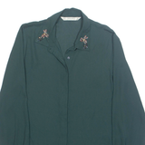ZARA Womens Shirt Green Collared Long Sleeve M