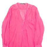 ZARA Beach Overlay Womens Blouse Pink Long Sleeve XL