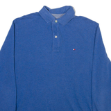 TOMMY HILFIGER Mens Polo Shirt Blue Long Sleeve M