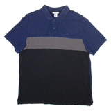 CALVIN KLEIN Mens Polo Shirt Blue Colourblock M
