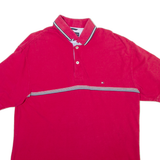 TOMMY HILFIGER Mens Polo Shirt Red Striped XL