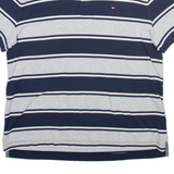 TOMMY HILFIGER Mens Polo Shirt Grey Striped L